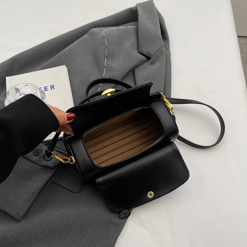 Personalised women's PU messenger shoulder bag in casual style with letter detail.