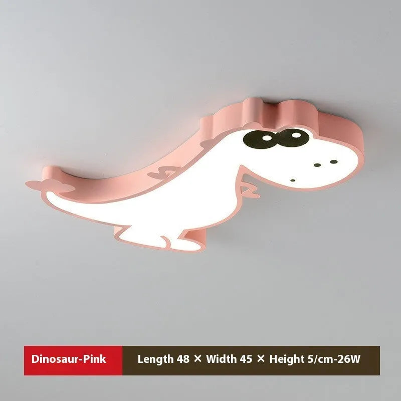 Cartoon dinosaur design ceiling light with PVC shade on aluminium base, 48cm diameter.