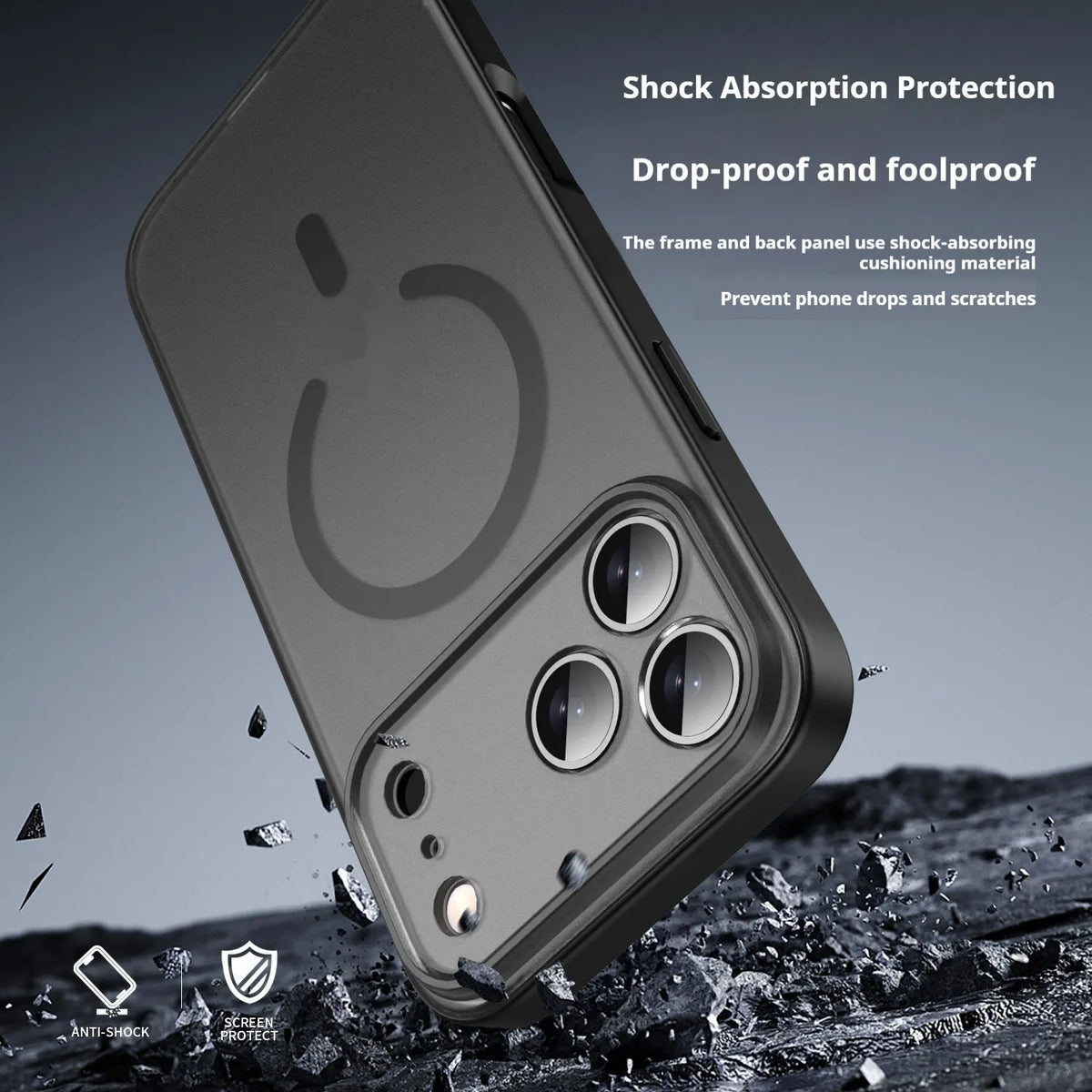 Frosted Series TPU phone case for IPhone17 in translucent colour with magnetic suction