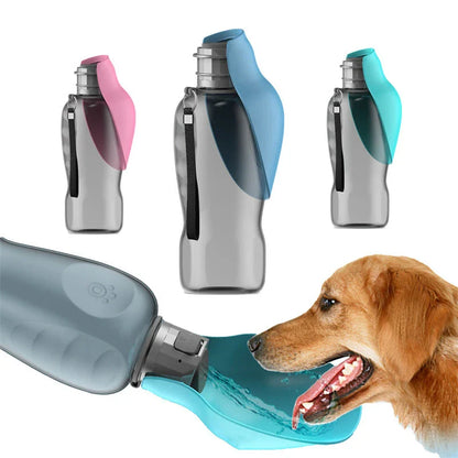 800ml portable dog water bottle with foldable bowl in various colors, leakproof design for outdoor use