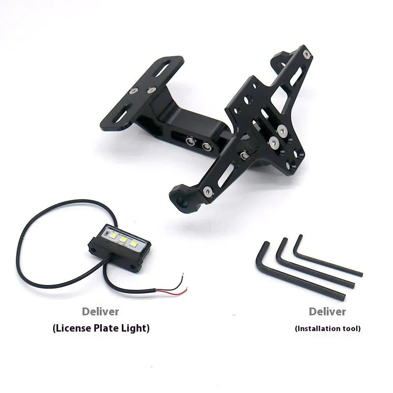 Aluminium alloy adjustable license plate holder bracket with light in silver finish