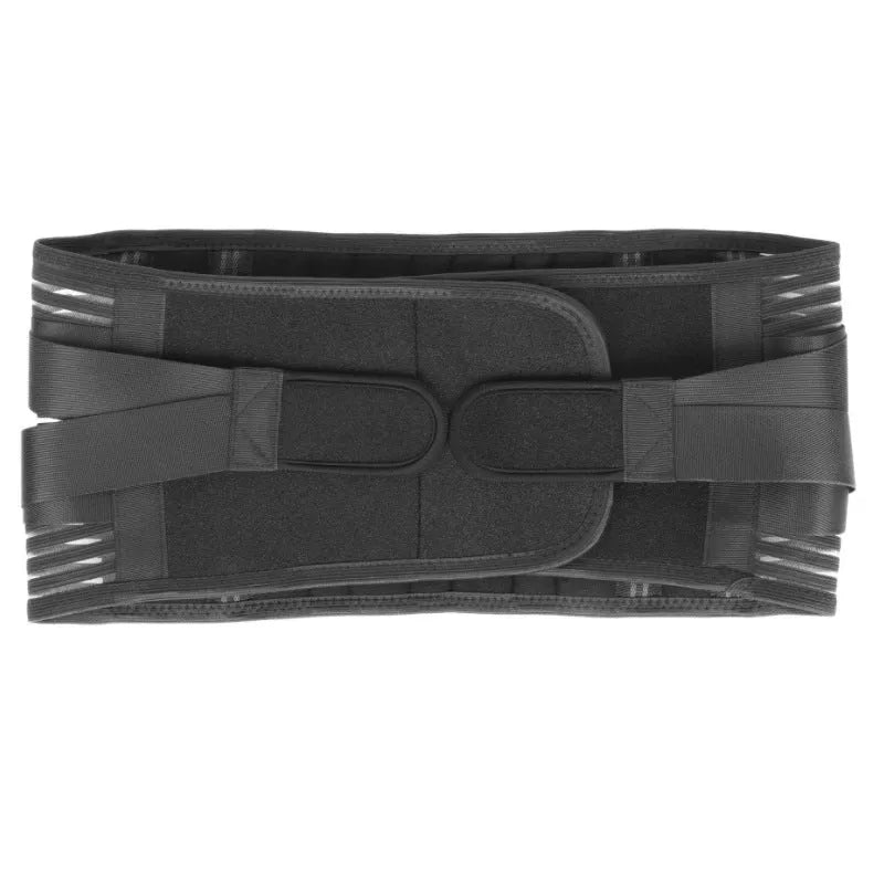 Black neoprene and polyester fibre sports waist belt for men and women with adjustable fit for running and gym use
