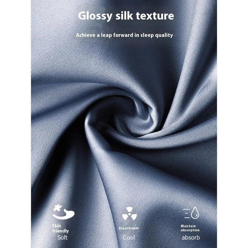 Men's ice silk three-piece home wear set in various colours showing lightweight summer pyjamas and lounge trousers