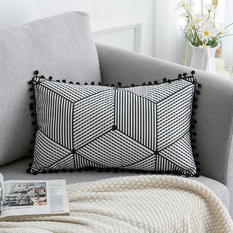 Bohemian national pattern throw pillow in grey colour option with polyester fibre filling