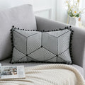Bohemian national pattern throw pillow in grey colour option with polyester fibre filling