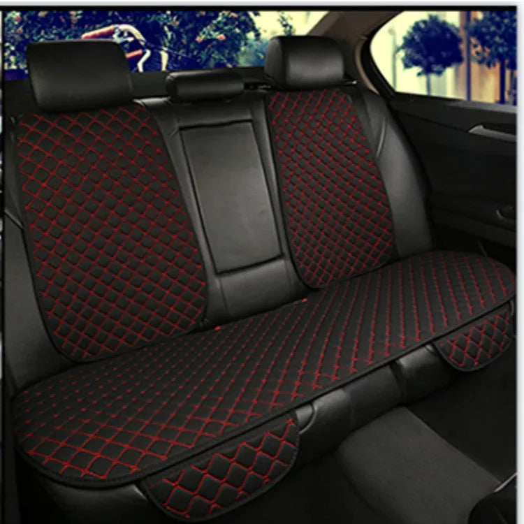 Linen car seat cushion in six colour variations showing decorative enhancement on vehicle seat