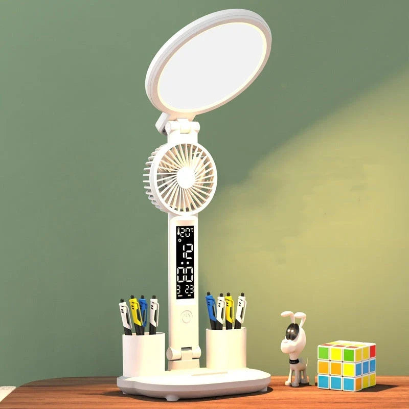 Versatile Table Lamp with LED Clock and Dimmable Lighting