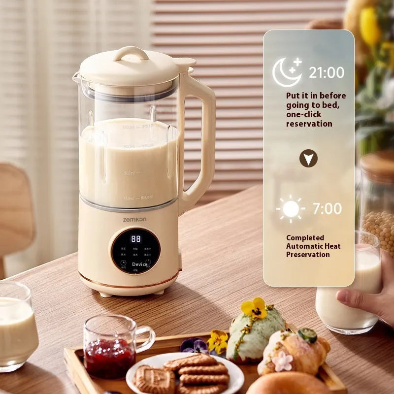 Cytoderm automatic soybean milk machine with glass body in light purple, showing touch control panel.