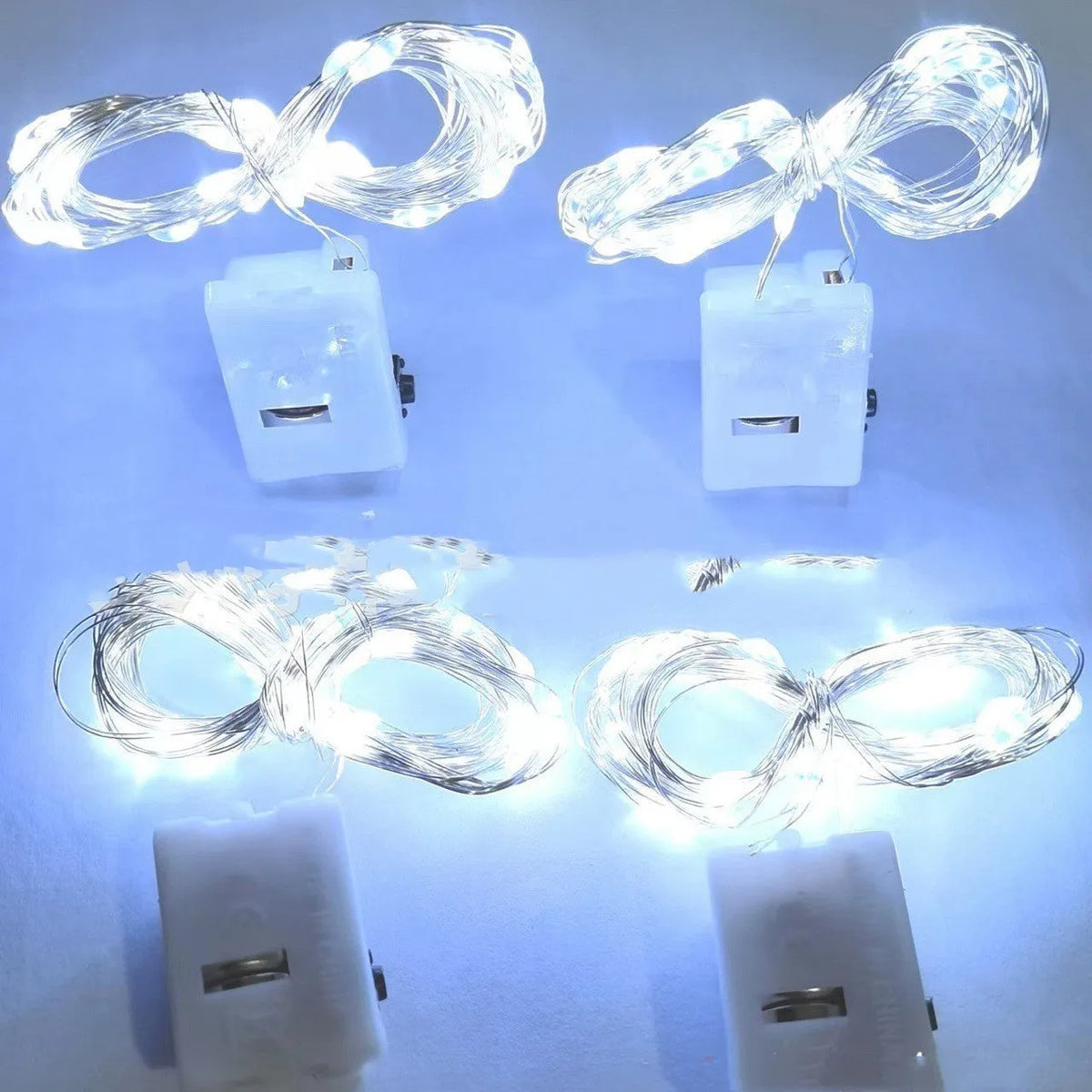 LED copper wire light set 0.2m with four warm white lights three-gear button battery powered