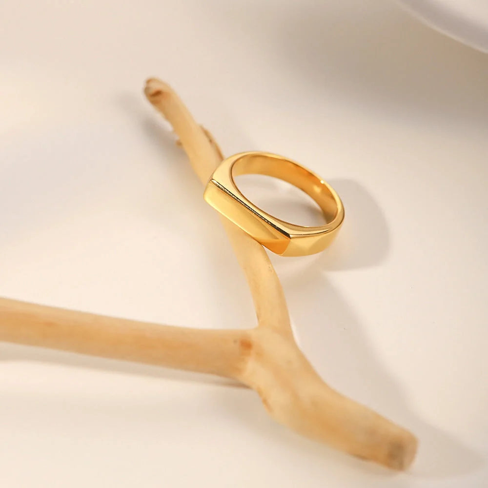 Lana Gold Ring with geometric design in titanium steel