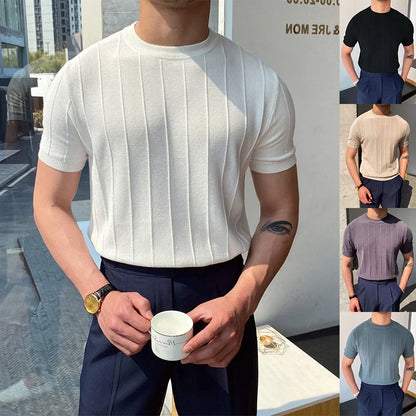 Men's lightweight knitted t-shirt in various colours for summer wear