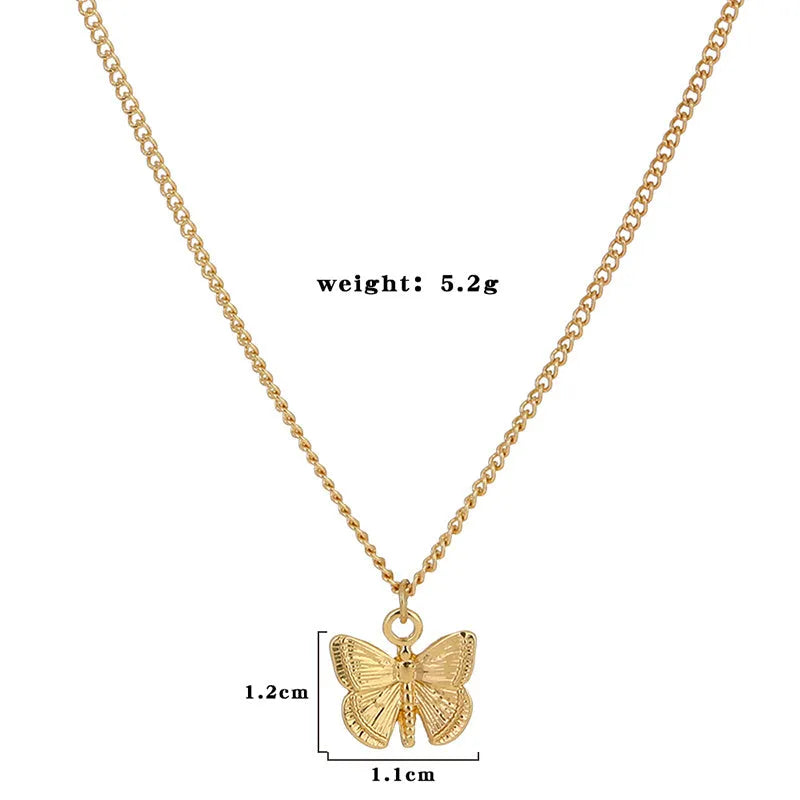 Gold-tone butterfly pendant necklace on a 45cm chain with zinc alloy and electroplate finish