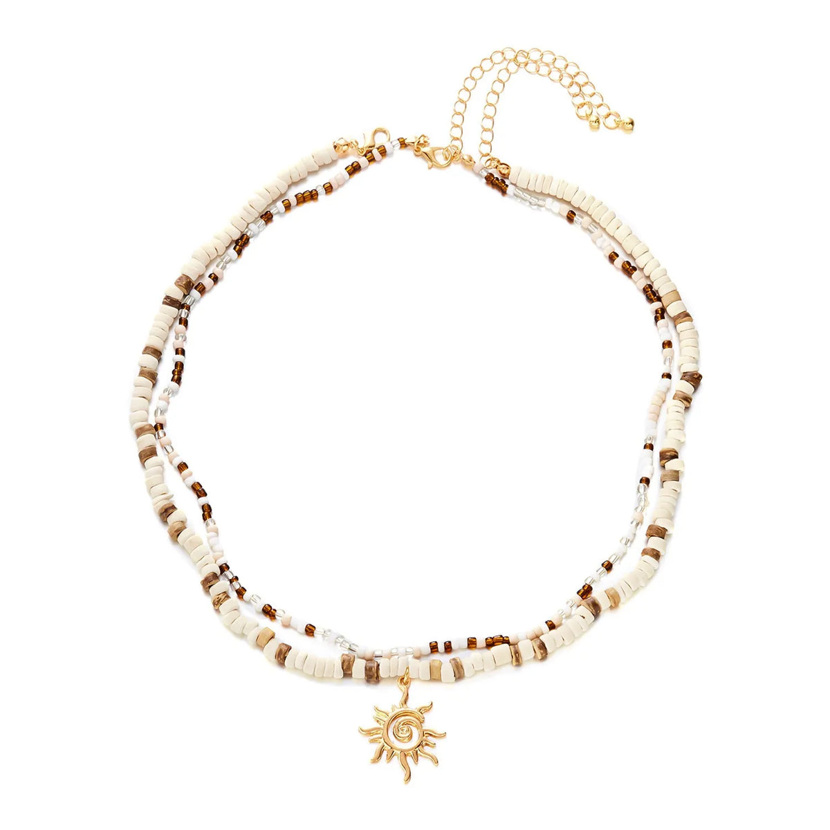 European American beach style starfish shell pendant necklace for women, pink shell colour, alloy and wooden bead construction
