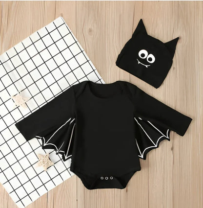 Black cotton headband two-piece children's set, long sleeve top and headband for sizes 70-100cm, 70% cotton fabric