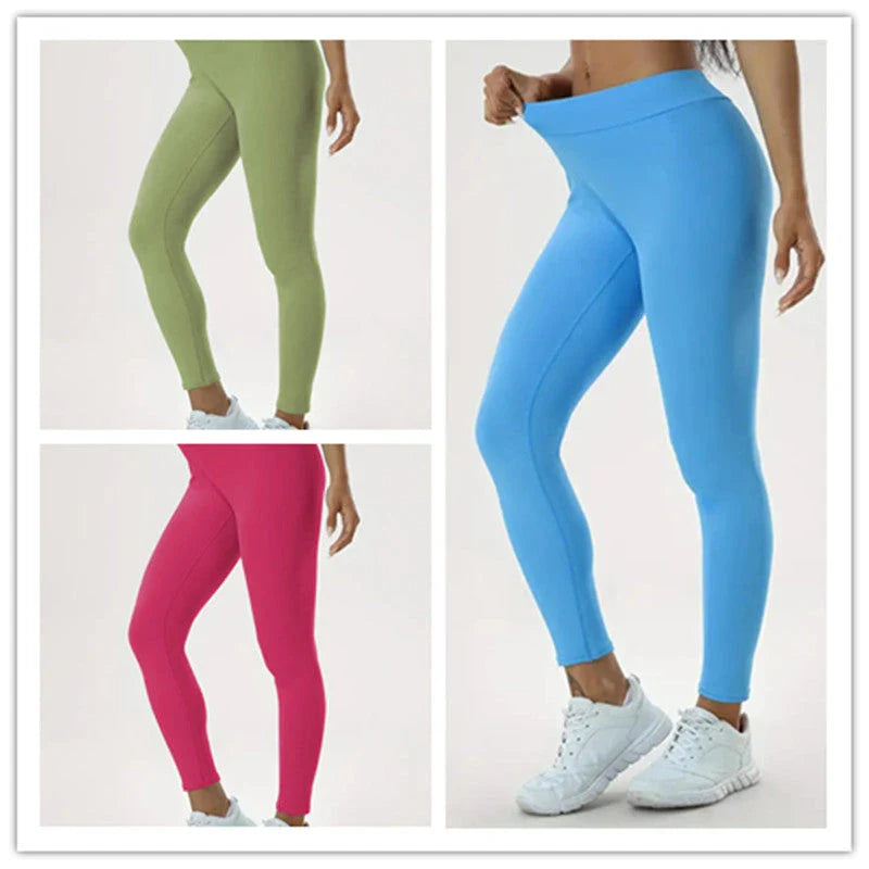 Women's high-waisted yoga pants in stylish colors and sizes for a flattering, comfortable fitness look.