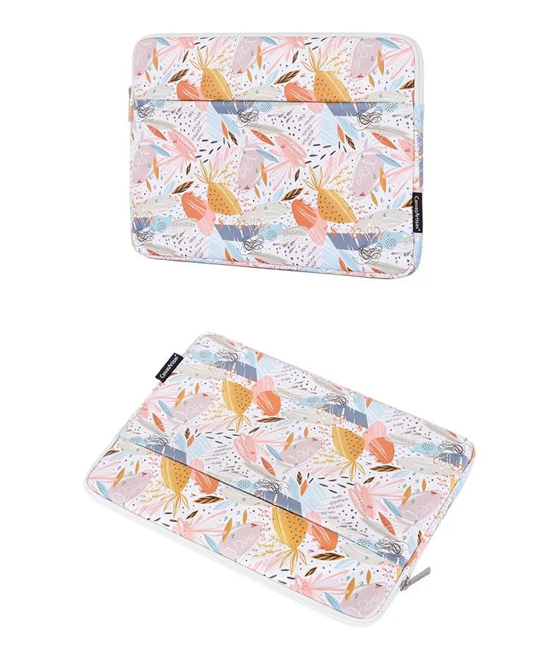 White PU leather waterproof laptop inner sleeve for 14-inch computers.