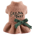 Berber fleece pet skirt for dogs and cats in baby letter print design available in pink or dark blue