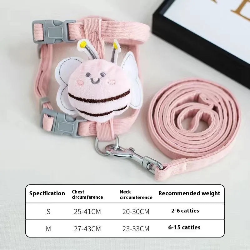 Pet hand holding rope set with chest strap, four colour options, sizes XS to M