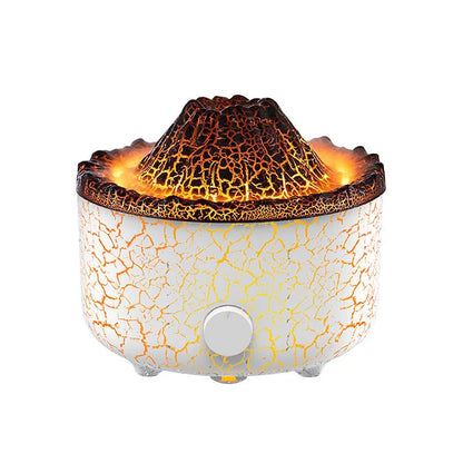 Volcano-inspired essential oil diffuser with realistic mist and LED flame-like light effects, providing a calming and mesmerizing ambiance for your home