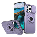 Black phone case with sliding window and magnetic ring bracket for Apple iPhone models