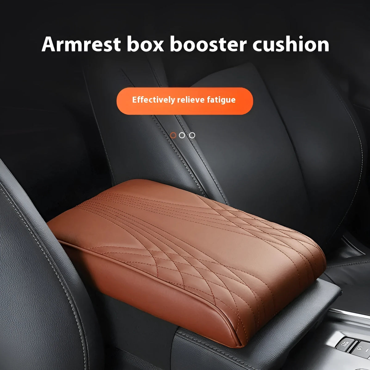 Car armrest cover protective pad in black stripes with pocket, made of PU leather