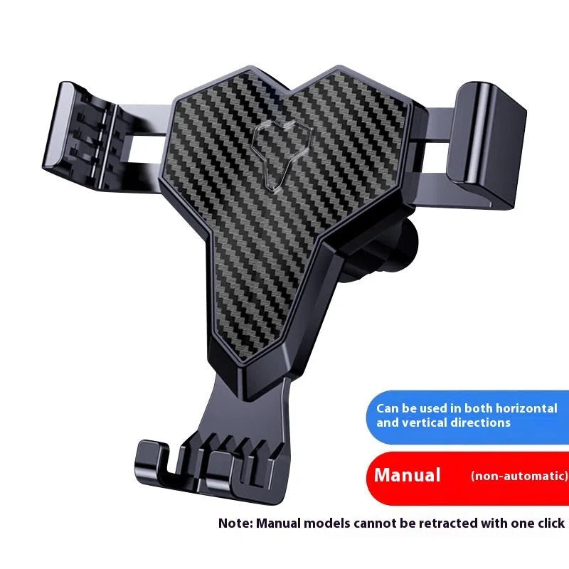 Black plastic car mobile phone bracket clipped onto car air outlet vent