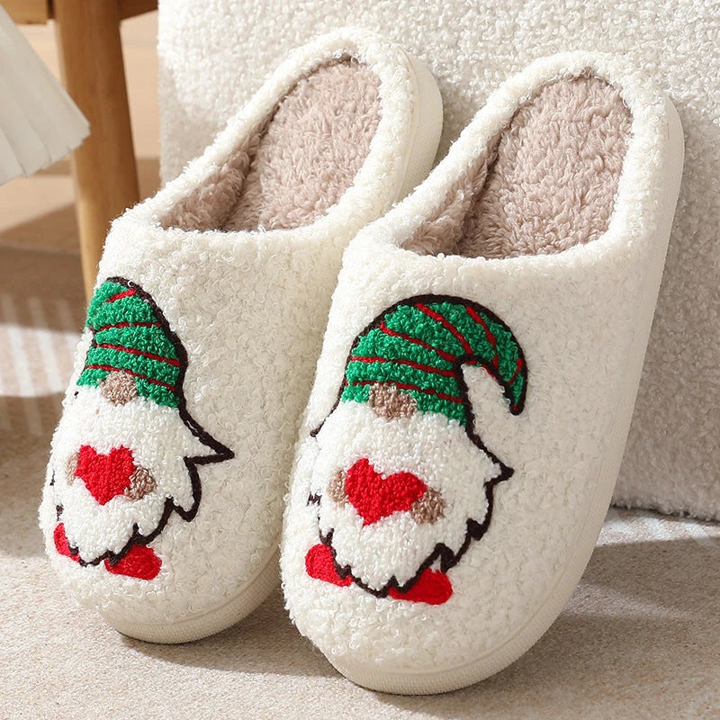 Cozy cartoon santa claus home slippers in various colors for men and women