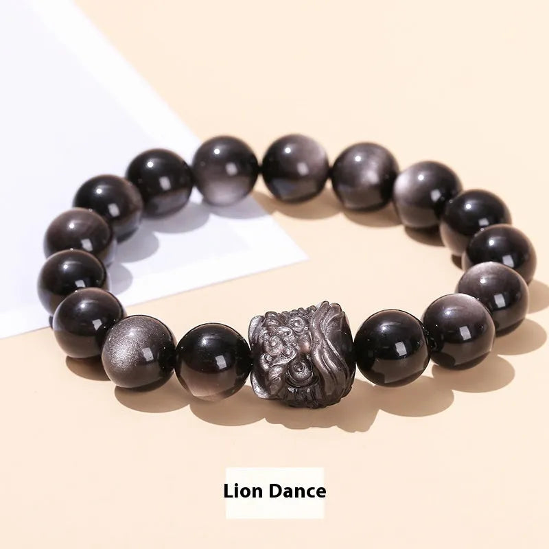 Women's crystal bracelet with silverstone stones and tassel charm on wrist