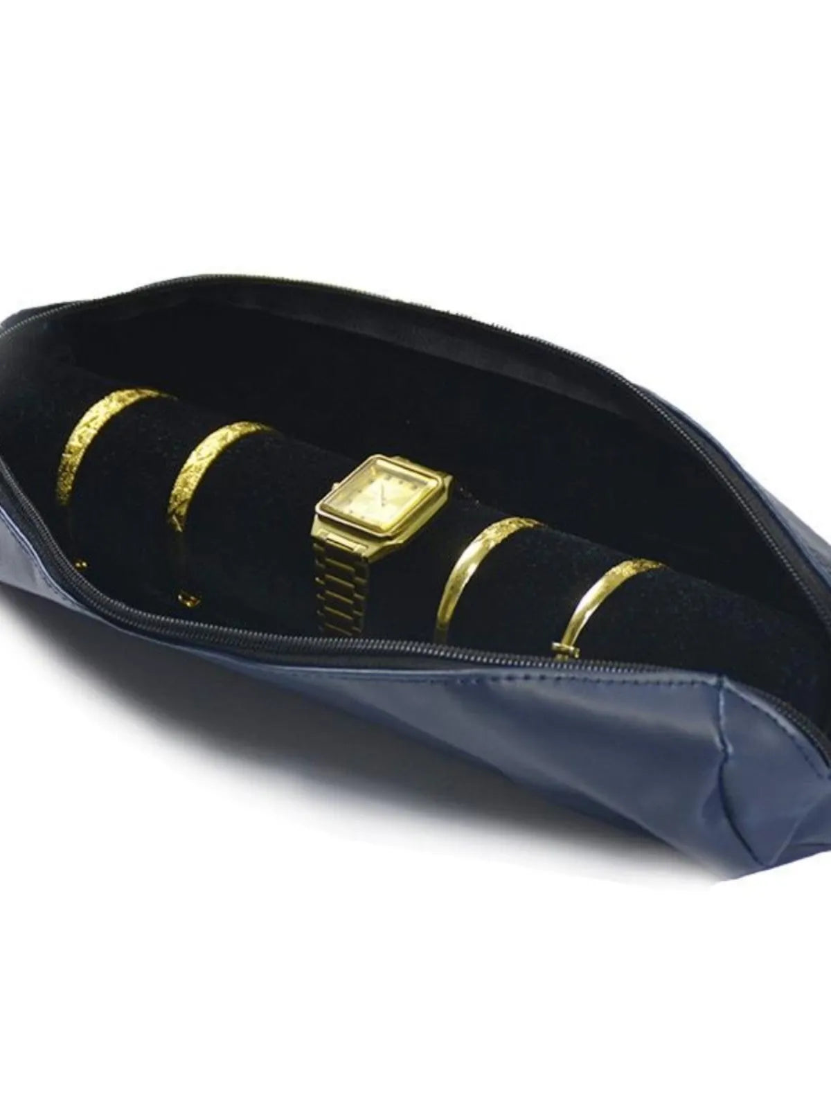Polyester women's portable bracelet watch buggy bag dustproof storage pouch with velvet bracelet stick black velvet bag