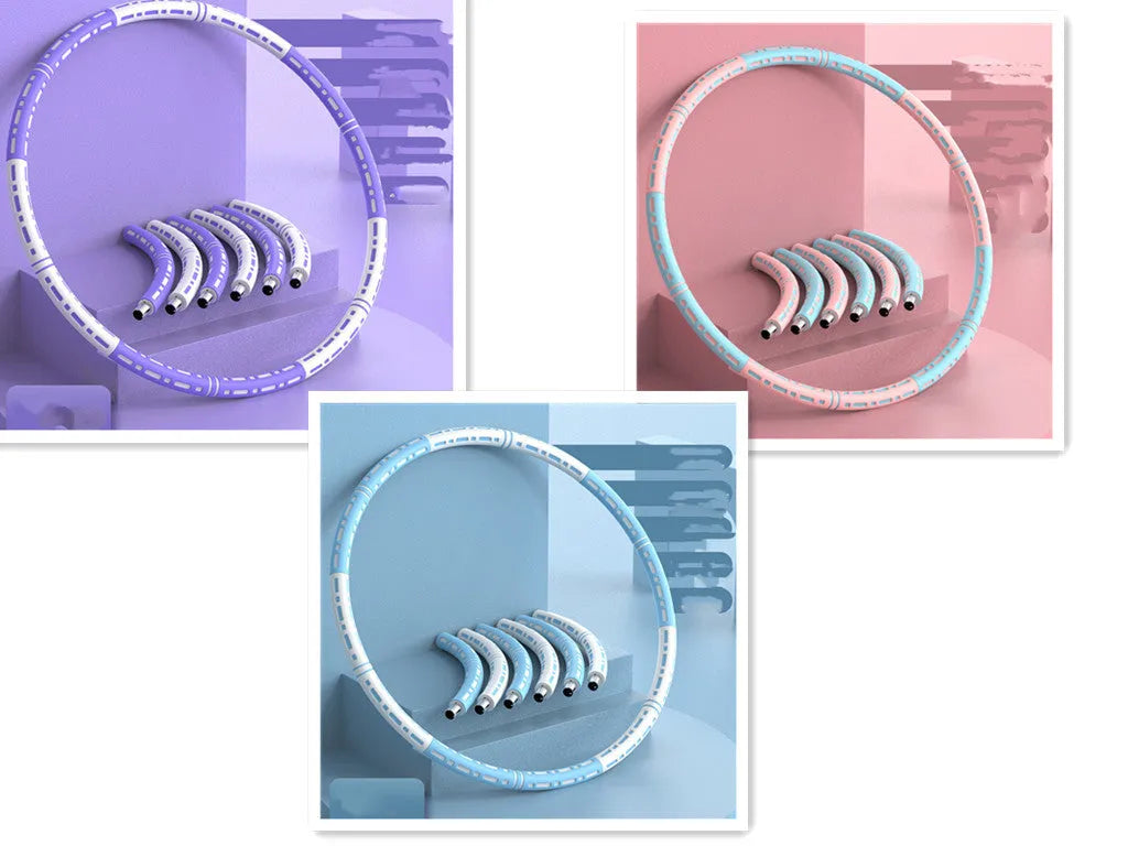 Weight loss hula hoop with high elastic foam and stainless steel tube, bump massage points, removable in 6 sections, 90 cm diameter