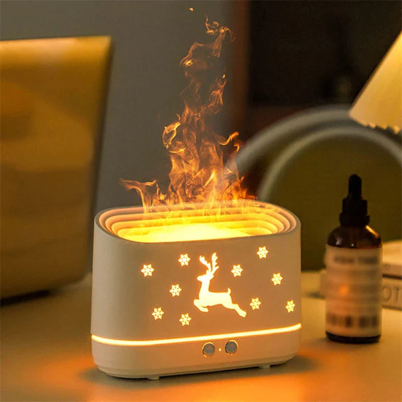 Elk Flame Humidifier Diffuser with adjustable flame effect and quiet operation
