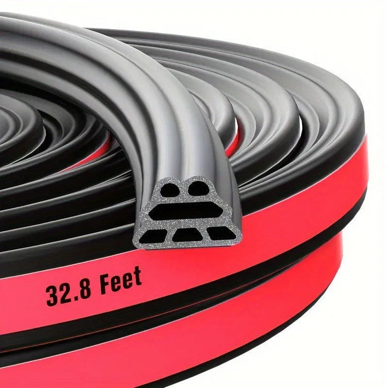 Car door six-hole three-layer thickened sealing strip 6mm thick 10 metre length black roll