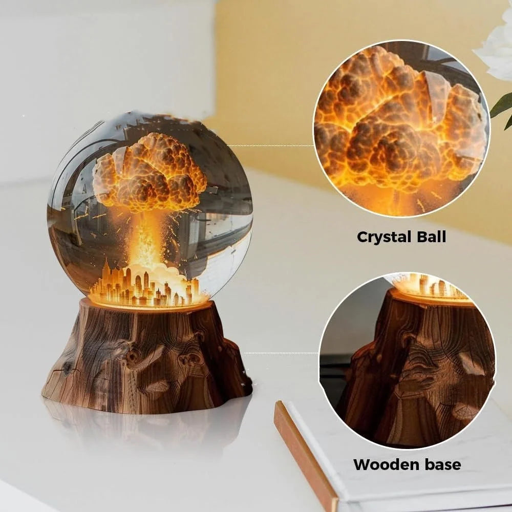 3D Mushroom Cloud Atomic Bomb Explosion Night Light on a desk