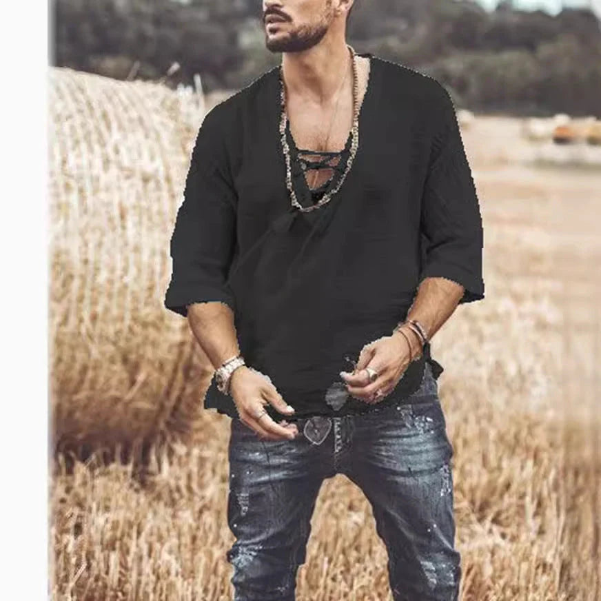 Lace Up Corn Mid Sleeved T-shirt in various colours and sizes