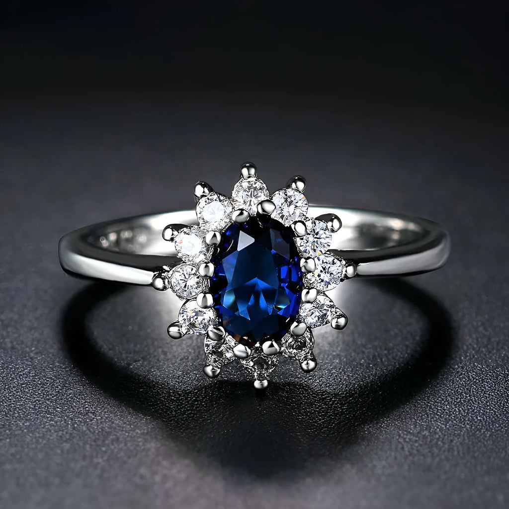 Women's floral copper ring with zirconium stone setting in choice of three colours