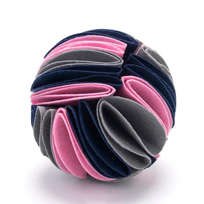 Foldable Dog Snuffle Ball in various colors for pet training and feeding