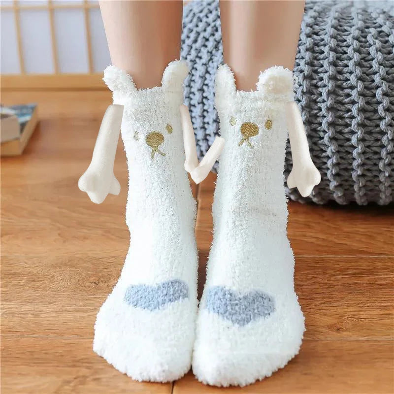 Christmas couple socks with magnetic suction feature in various animal patterns