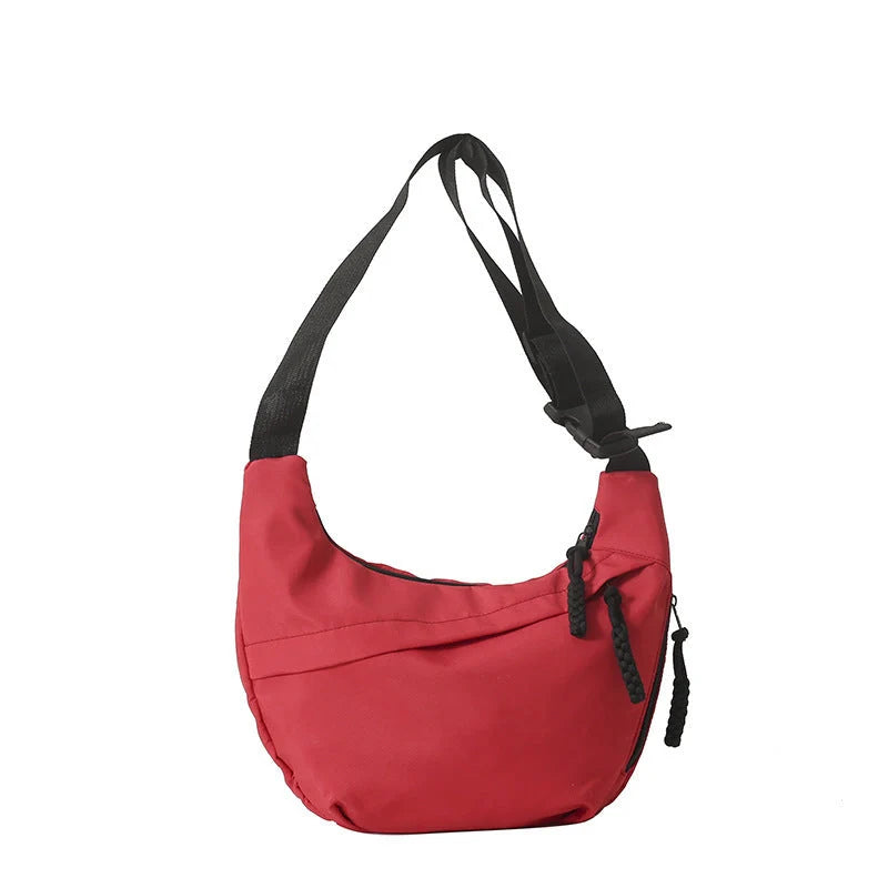 Korean underarm tote bag in durable canvas with mobile phone pocket