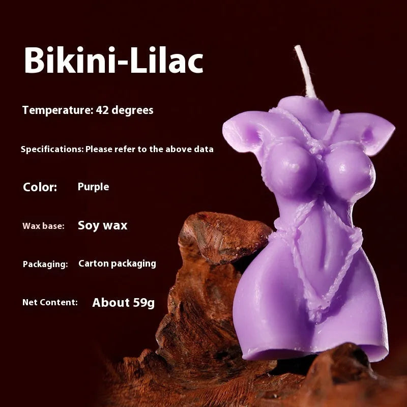 A low temperature soy wax massage candle in rose red, spring pink, and lilac purple colour options.