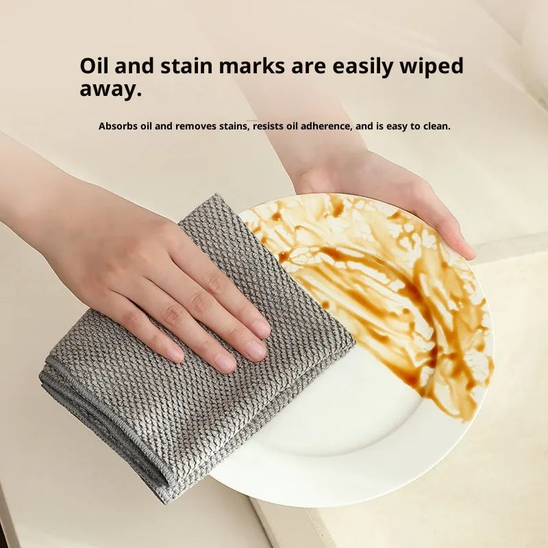 Thickened microfiber kitchen wipe in beige, 30x30cm with trimming edge, absorbent cloth