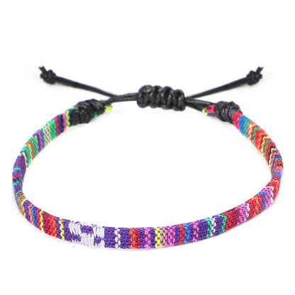 Hand woven rainbow colour bohemian style anklet for men and women