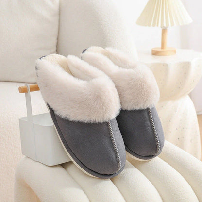 Cozy plush home slippers in a variety of colors, featuring a soft lining and non-slip sole for maximum comfort and traction