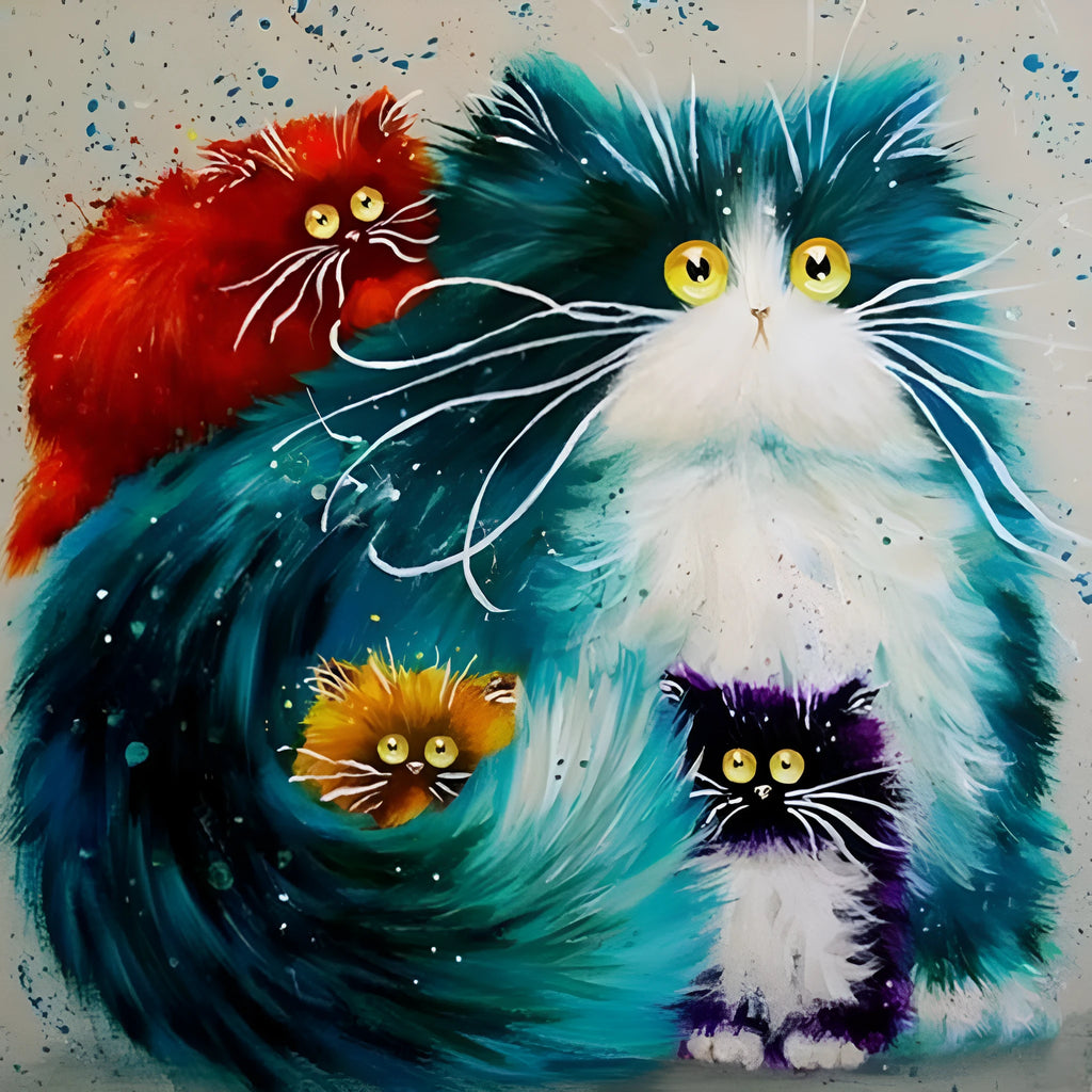 Scared Or Surprised cat design DIY paint by numbers kit with acrylic paints, brushes, and canvas
