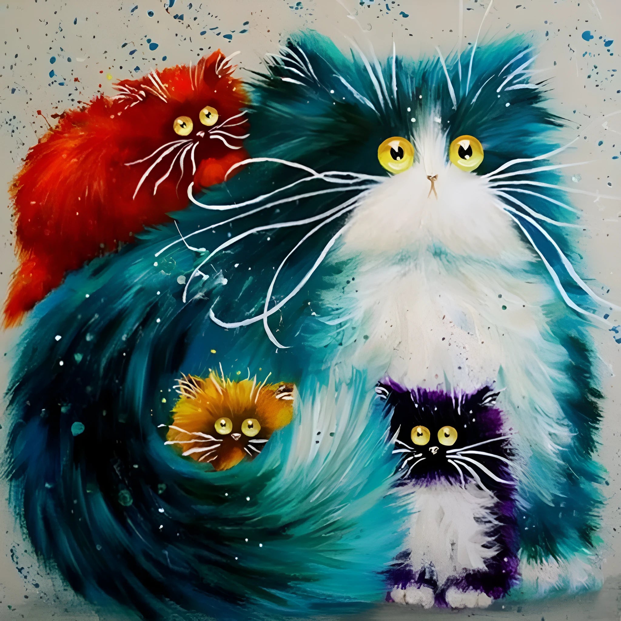 Scared Or Surprised cat design DIY paint by numbers kit with acrylic paints, brushes, and canvas