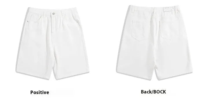 Men's light blue denim casual shorts with five pockets and a straight leg on a mid-waist.