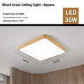 Nordic LED ceiling light wood grain colour iron frame electrodeless dimming three colour modes 40x40cm