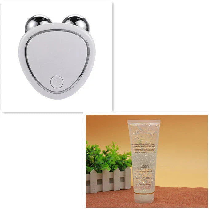 Toning Facial Microcurrent Beauty Device with Dual Massage Rollers for Skin Rejuvenation and Wrinkle Reduction