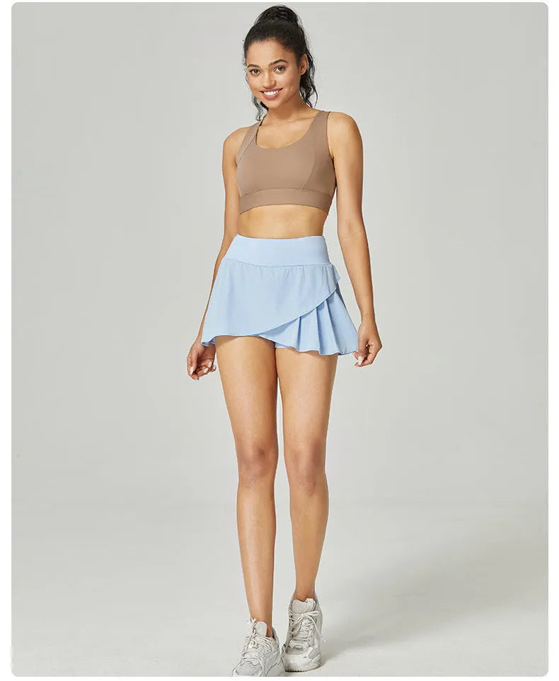 Women's solid colour quick-drying nylon sports shorts shown in multiple colour options.