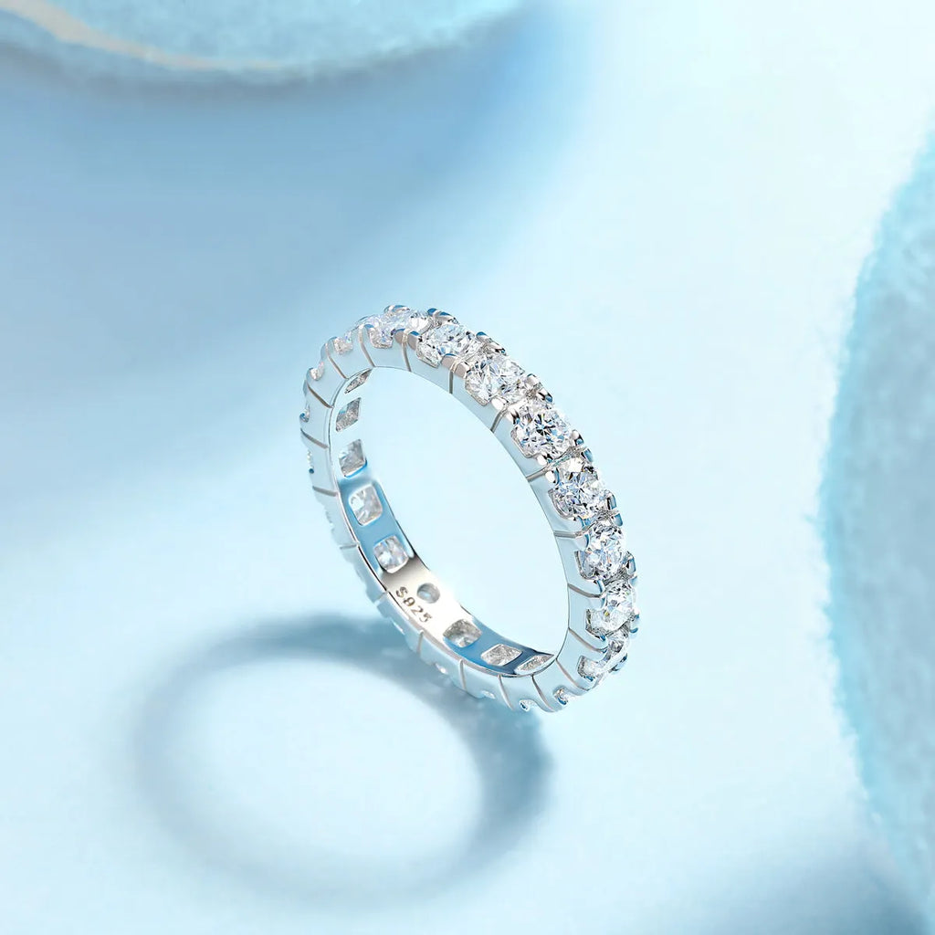 Van Gogh Starry Sky wedding ring set with 0.1-carat moissanite in S925 silver platinum plated, gift box