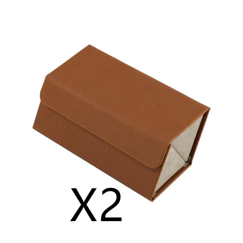 Foldable PU leather sunglasses and eyeglasses organizer case with five slots